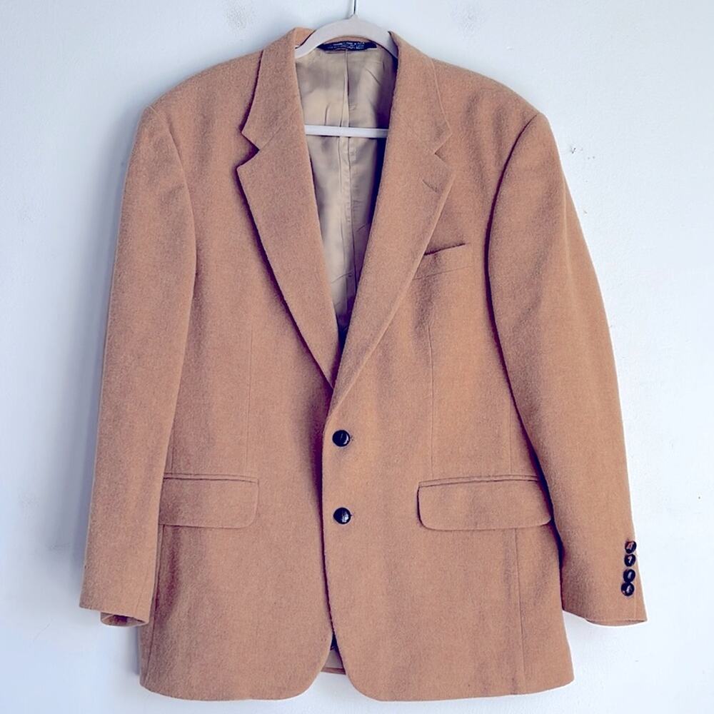 Lands’ End lambs wool camel hair blend two button single vent sport coat blazer